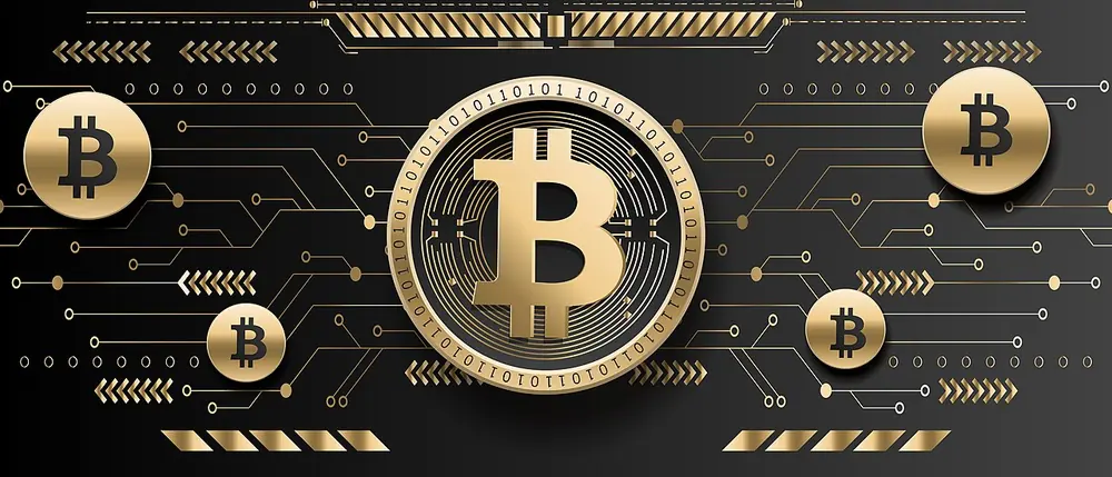 moneda de bitcoin dorada